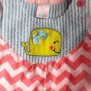 Infant Nautical Whale outfit w/ Chevron & Ruffles